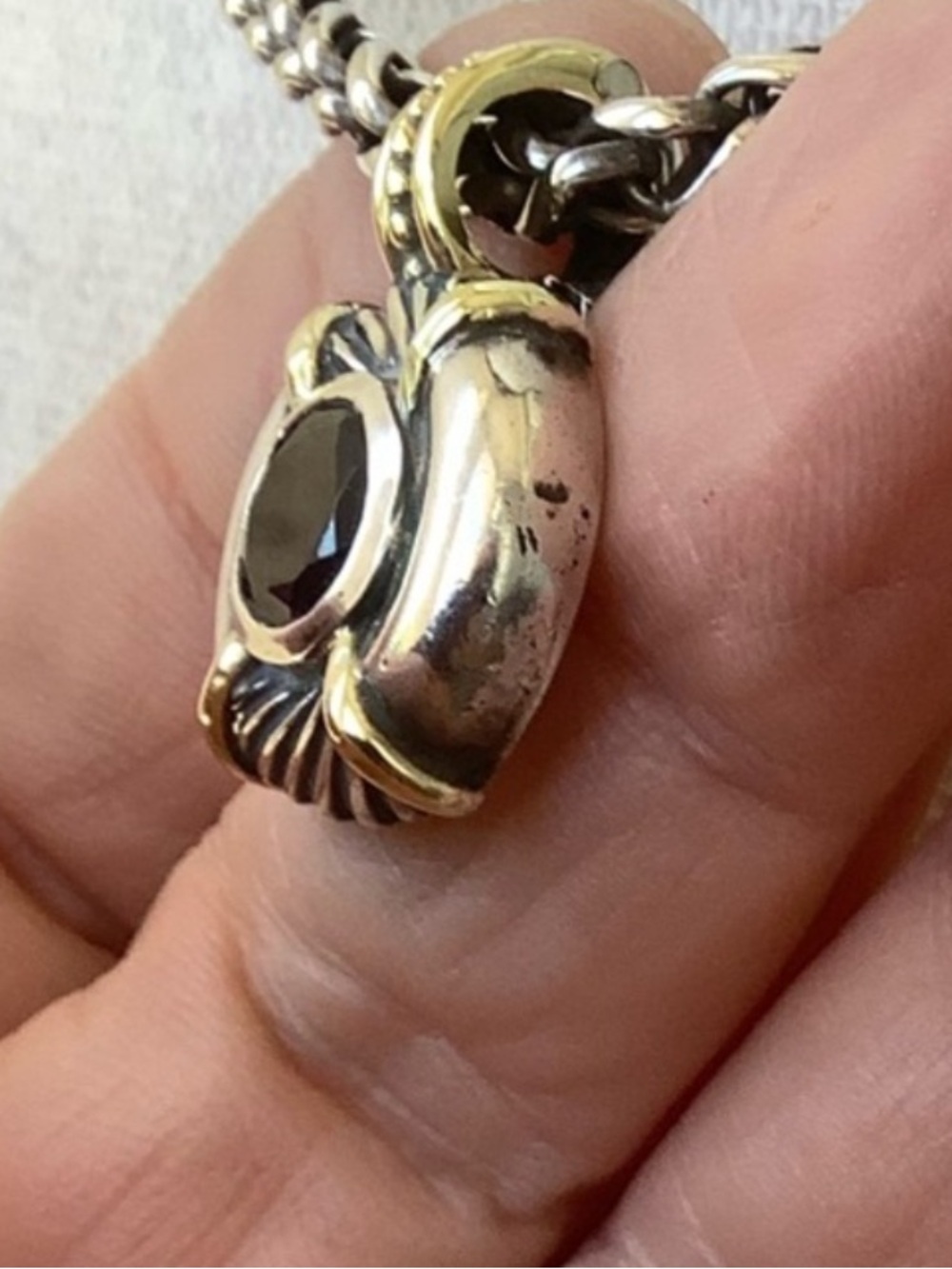 Authentic David Yurman Sterling silver 14k gold iolite Pendant - Picture 3 of 3